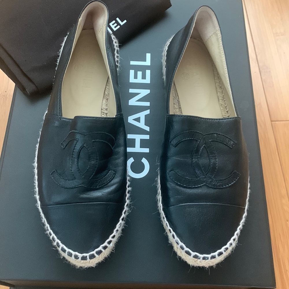 Chanel black lamb skin espadrilles. Great condition, barely worn.